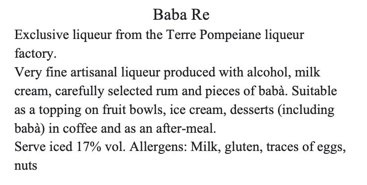 BABA' RE' Rum Cream