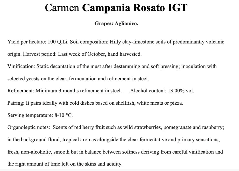 Carmen Campania Rosato IGT