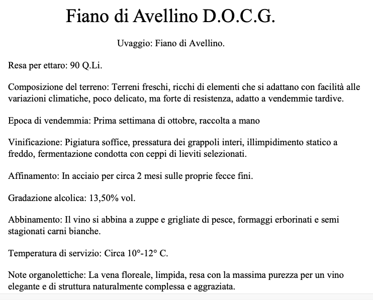 Fiano di Avellino DOCG