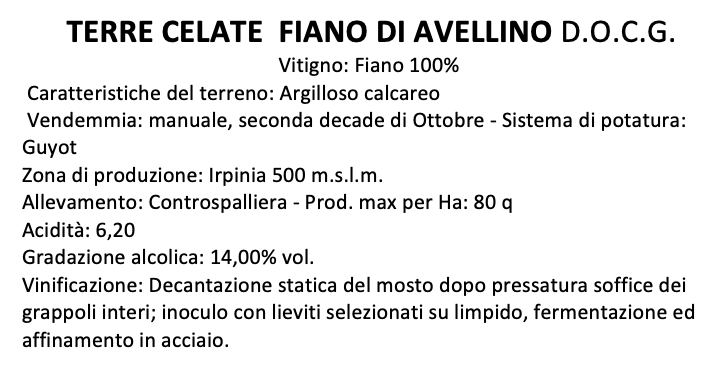 Terre Celate Fiano di Avellino DOCG