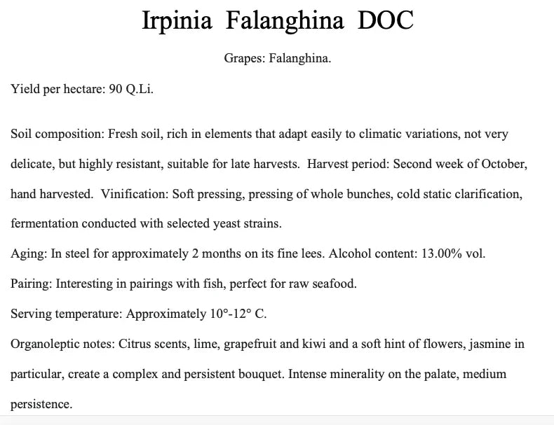 Falanghina Irpinia DOC