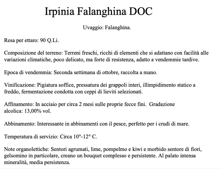 Falanghina Irpinia DOC