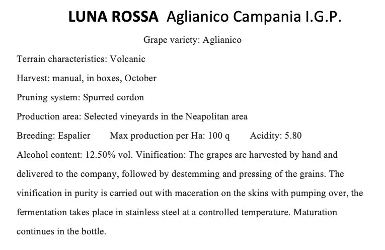 Luna Rossa Aglianico della Campania PGI