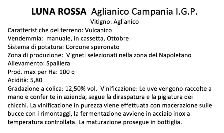 Luna Rossa Aglianico della Campania PGI