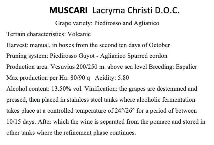 Muscari Lacryma Christi del Vesuvio Rosso DOC