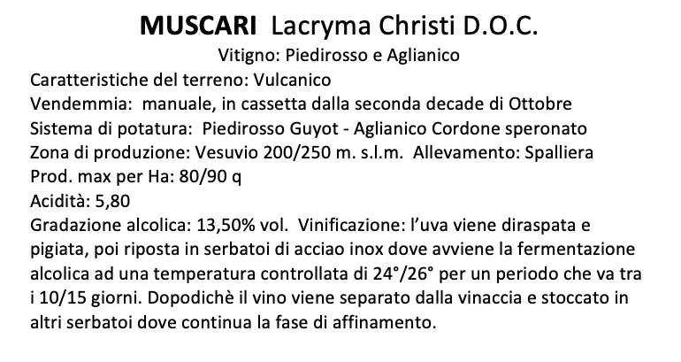 Muscari Lacryma Christi del Vesuvio Rosso DOC