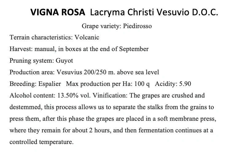 Vigna Rosa Lacryma Christi del Vesuvio Rosato DOC