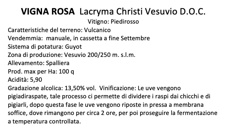 Vigna Rosa Lacryma Christi del Vesuvio Rosato DOC