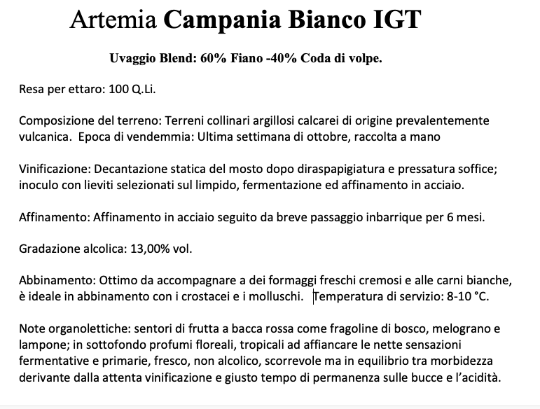 Artemia Campania White IGT